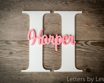 Nursery Name Sign Capital Letter Baby Name Plaque Personalized Nursery Baby Name Wall Hanging Nursery Wooden Wall Art