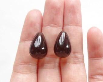 Smoky Quartz Half Top Drilled Teardrops 10x15 mm One Pair J6533