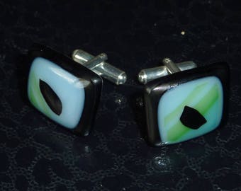 "Maestro" fused glass cuff links