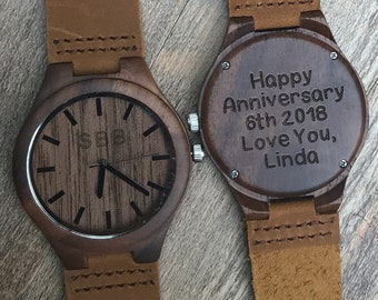 Anniversary Gifts for Men Wooden Watch Engraved Fathers Day Gift for Him Wood Watch Engraved Watch for Men Personalized Watch Custom Watch