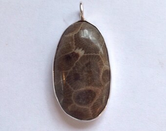 Dark Petoskey Stone Pendant