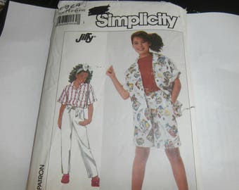 Simplicity Sewing Pattern 7924 Girl's Pants, shorts, Top, size 7-8