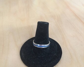 Blue glass sterling silver band, enameled ring