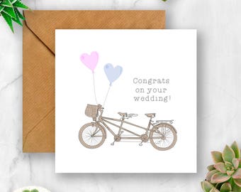 Tandem Congrats on Your Wedding Card, Card for Wedding, Marriage Card, Unique Wedding Card, Gay Wedding Card, Lesbian Wedding Card, Love
