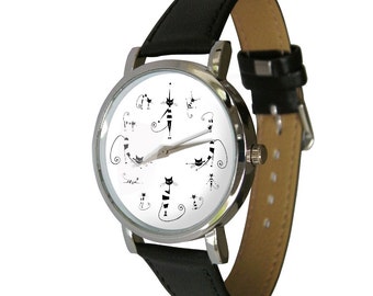Cats design wristwatch - Black and White image - Cat Lovers - Cat Gift - mens watch - womans watch