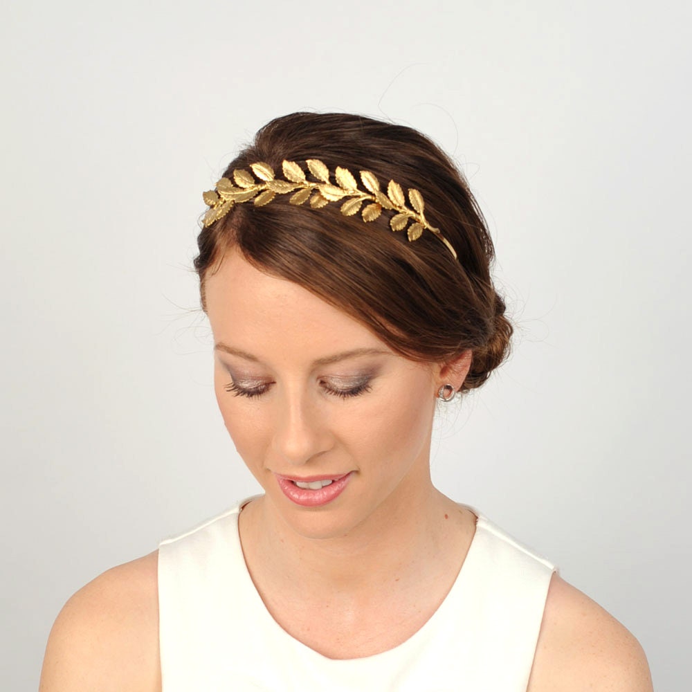 Gold Headband Laurel Leaf Tiara Gold Wedding Hair Piece