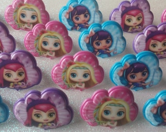 24 LITTLE CHARMERS Hazel Posie Lavender rings for cupcake toppers cake birthday party favors goodie bags Nickelodeon Nick Jr. Charmville