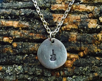 Guitar Stamped Charm Necklace