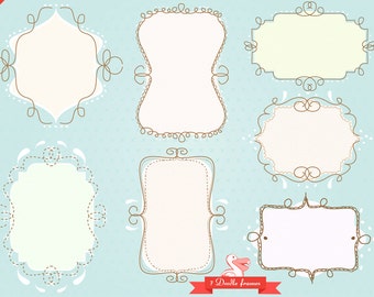 Doodle frames pack digital clip art