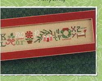 Lizzie Kate RETIRED! Merry String Counted Cross Stitch Chart Pattern Christmas Snippet S110 13-2271