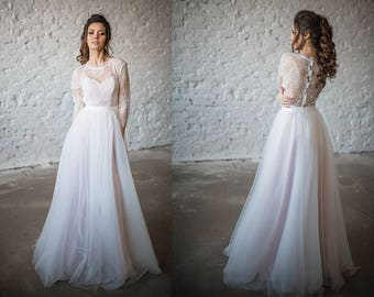 Wedding Dress, Boho Wedding Dress, Vintage Wedding Dress/ 3in 1