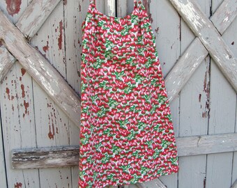 Vintage 1990s handmade strawberry babydoll dress XS S M