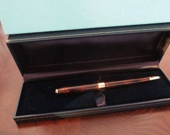 Tiffany & Co Parker Sonnet Ball Point Pen Chinese Lacquer Brown Gold Laque Rare France Hallmark