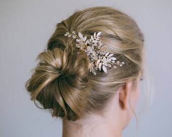 Gold Hair Comb, Gold Leaf Hair Comb, Silver Hair Comb, Gold headpiece, Gold leaf comb, Bridal hair comb, Prom Hair Comb, RosyroseStudio