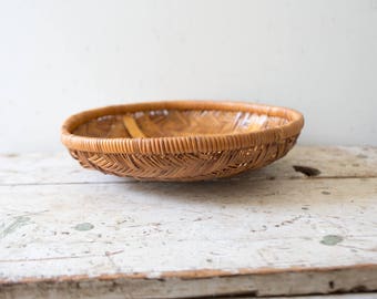 Woven African Vintage Basket - Brown - Wicker Woven Wooden Natural Orange Brown Tan Basket Fruit Basket Container