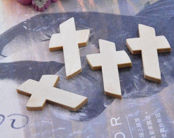 50 crosses, small wooden crosses, wooden cross, unfinished wood cross drops, wooden cross pendant, cutted natural wood cross charms 22x36mm