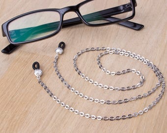Simple glasses chain - Plain silver eyeglasses chain | Everyday eyewear neck cord | Readers gift | Sunglasses lanyard | Eyeglasses holder