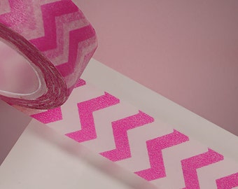 9/16" Pink and White Zig Zag Washi Tape - 10 Yards