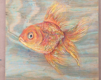 Goldfish Painting/Pastel on Wood