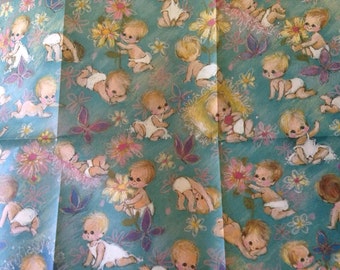 Vintage 60s Wrapping Paper Baby
