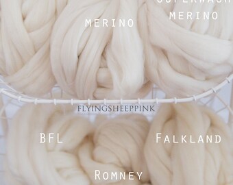SALE Wool Roving 1lb - Merino - Romney - Polwarth - Superwah Merino - BFL - felting - spinning fiber - One Pound