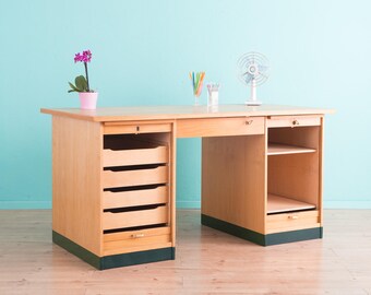 50s desk, Shutters cabinet Vintage (412007)