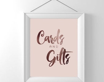 70% OFF THRU 6/23 ONLY cards and gifts sign, wedding signs, wedding cards sign, wedding printables, gift table sign, blush and rose gold