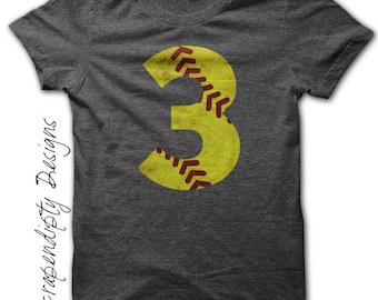 Softball Number Iron on Transfer - Iron on Custom Softball Shirt / Softball Mom Tshirt / Toddler Sports Clothes / Kids Girls Tee IT491
