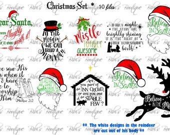 Christmas SVG set * 10 Files! * Religous * Santa * Snowman * O Holy Night * Believe * Wisemen * Dear Santa * SVG & EPS Files