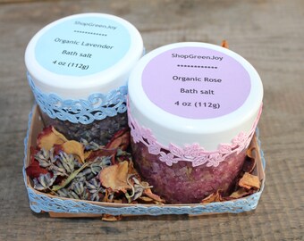 Bath gift Wedding gift Bridal shower gift Gift for mom Set Aromatherapy Bath salt Organic Lavender Rose Bath salt Vegan gift SPA natural