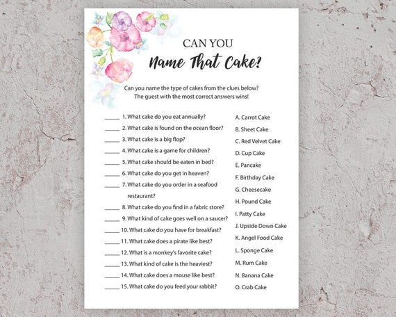 Name That Wedding Cake Bridal Shower Game Answers Name That Wedding Cake Bridal Shower Game Answers