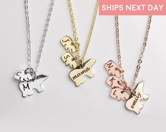 Custom Hand Stamped Mama Bear Necklace Personalized Necklace for Grandma Personalized Gift for Mom Mommy And Me kids art gift mom - SMBN