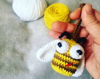 Bee baby rattle, sensory toy, nursery decor