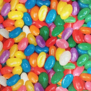 One Half Yard Fabric Material - Photo Real Jelly Beans, Easter Fabric