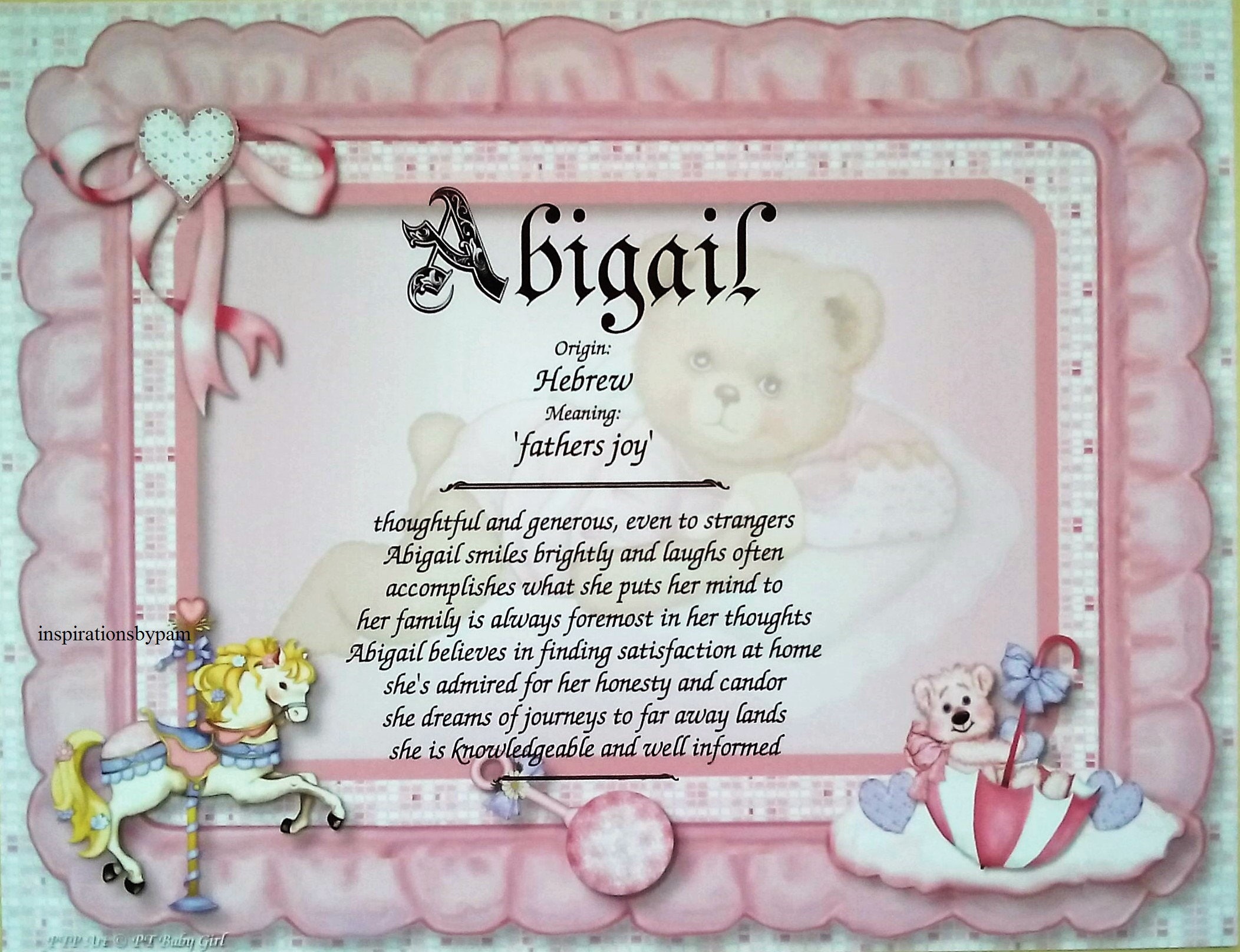 Abigail First Name Meaning Art PrintNewborn Personalized