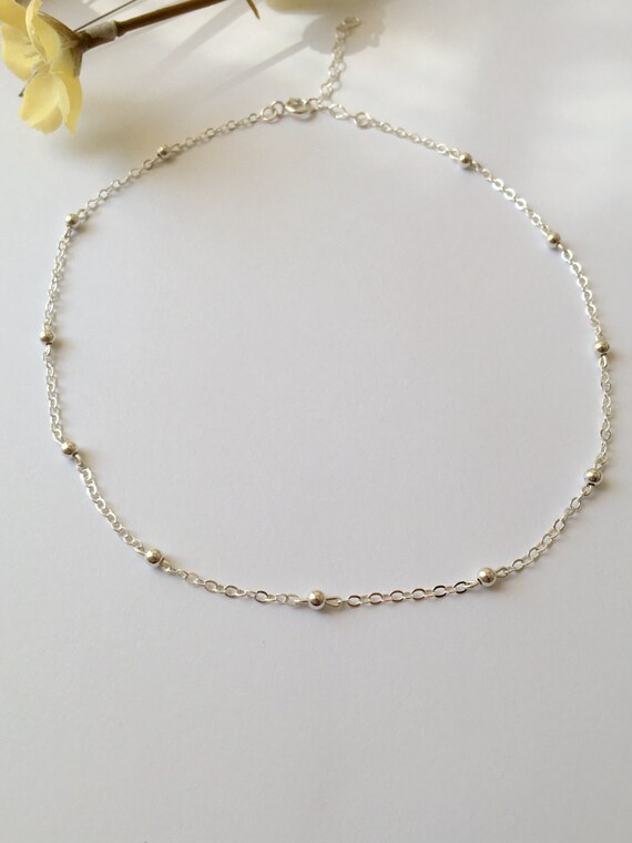 Silver Balls Chain Choker Silver Ball Choker Satellite