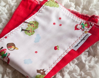 Baby burp cloth - Little Red Riding Hood bright red hand dyed burp cloth