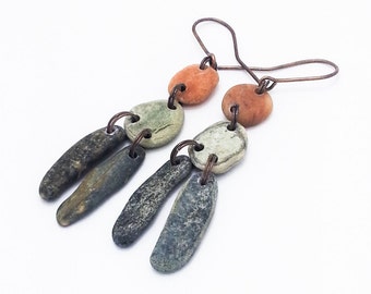 drilled river rock pendant for earrings drilled beach stone pendant drilled pebbles beads stone charms river stone pendant ketten kiesel ()