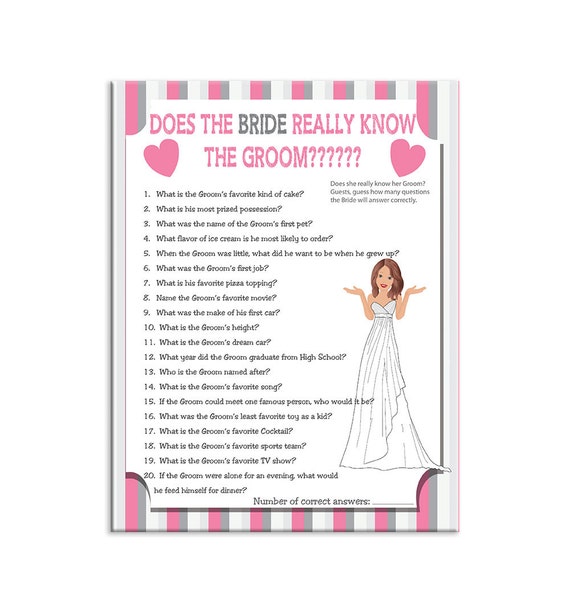 Bridal Shower Game Does the Bride really know the