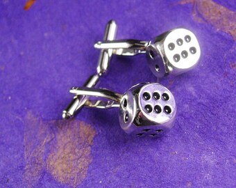 Lucky Dice Cufflinks Vintage High Roller Casino Gamblers Players Novelty Cuff link silver mens hipster cool gift Gambling Jewelry