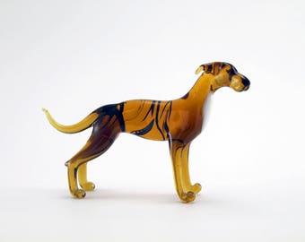 Color Glass Greyhound Figurine.Dog Figurine Glass.Figure miniature.glass lampwork.glass dog sculpture.dog figurine.(x2)