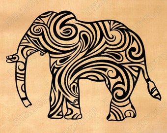flower elephant svg dxf cut file elephant zentangle