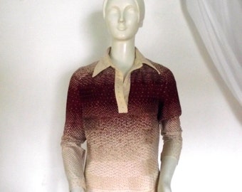 70s Ombre Blouse / Vintage Hal Ferman Blouse / Sz M 34 Inch Waist
