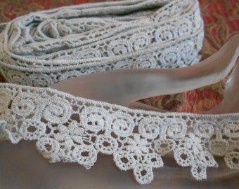 Mint Green Cotton Blend Floral Trim