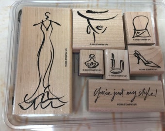 RETIRED 2005 Stampin' Up! - Haute Couture - Rubber Stamps Set of 7 Shopping (AA)