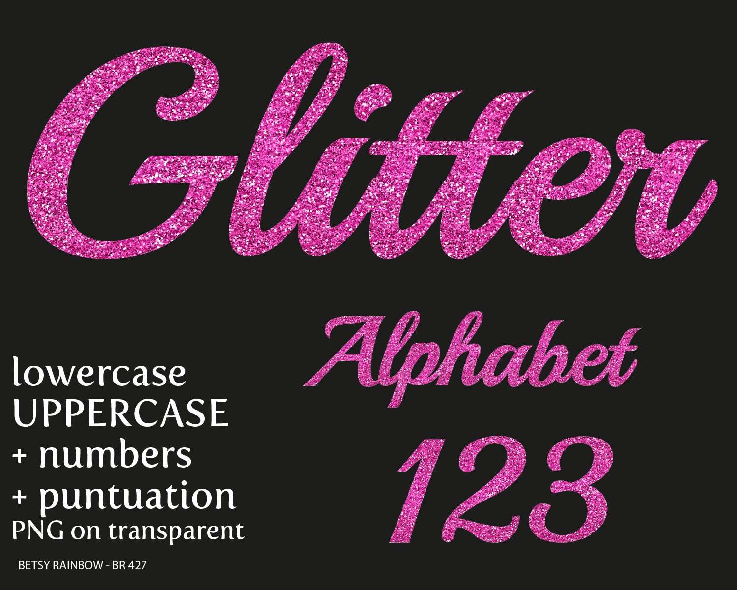 Pink glitter digital letters clipart letters and numbers