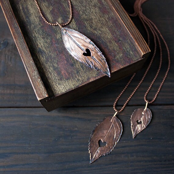 Items similar to heart necklace leaves Botanical jewelry rustic