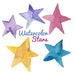 Watercolor Stars Clip art Clipart Water Color Wash Star Digital Download Images Digital Download PNG 300 DPI