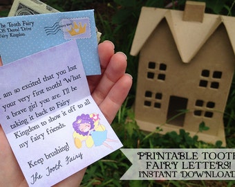 INSTANT Tooth Fairy Printable Letters - Girls - INSTANT DOWNLOAD