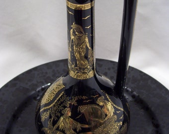 Black Greek Vase 24K Gold Hellas Greece Ceramotechnica Xipolia Greek Key Design Greek Design